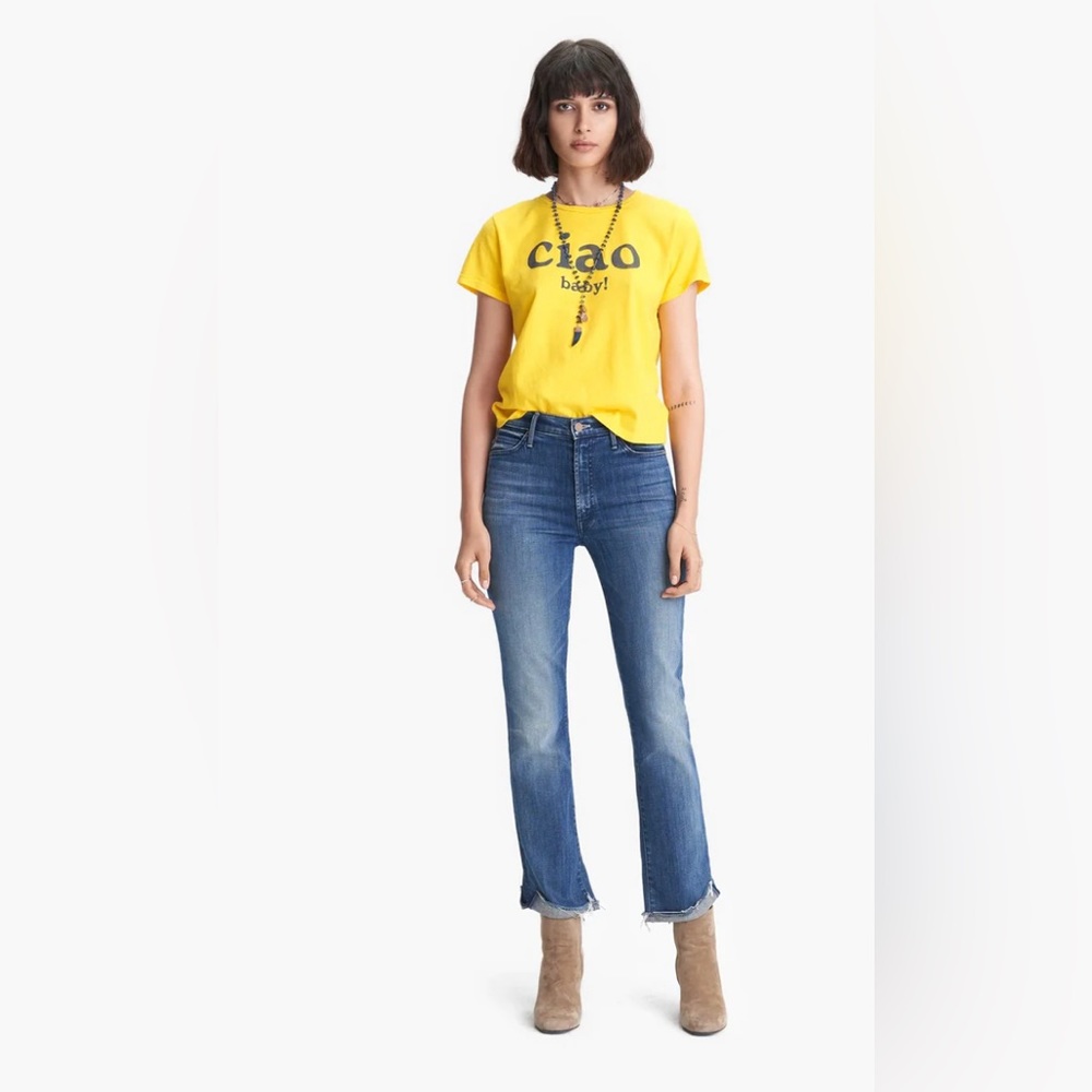 Mother Denim High Waisted Rascal Ankle Slit Flip in Double Shot Espresso